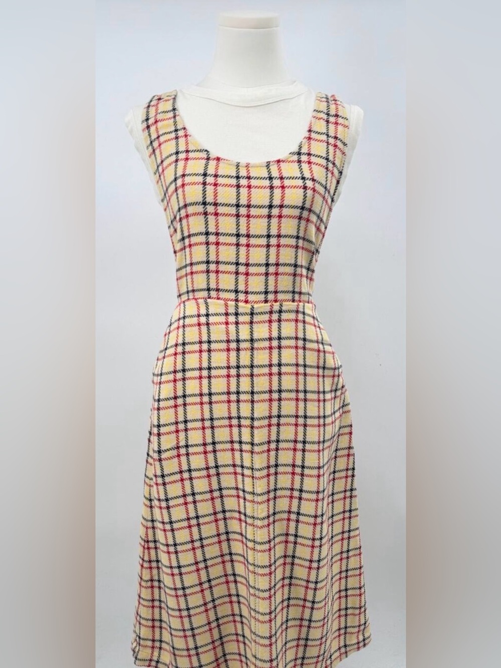 Ace & Jig Cream Yellow Plaid Apron Dress Cotton Twill Midi Overall Midi S